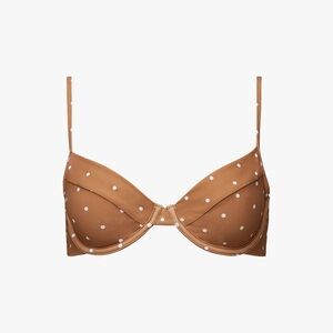 WeWoreWhat Mix and Match Brown Polka Dot Bikini Top and Cream Bottoms